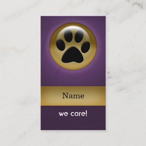 Customizable elegant purple paw print pet care Business Cards
