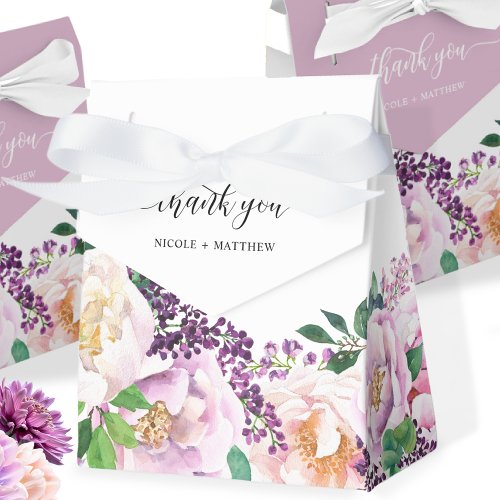 Elegant Purple Peach and Pink Floral Favor Box