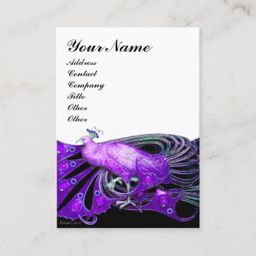 ELEGANT PURPLE PEACOCK JEWEL White Business Card