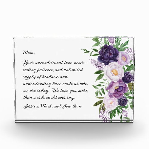Elegant Purple Peonies Floral Mother   Photo Block