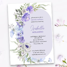 Elegant Purple Peri Floral Quinceanera Invitation