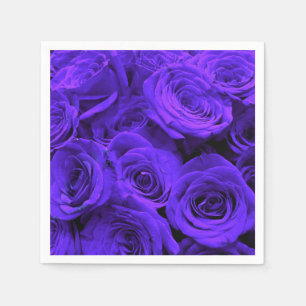 Elegant purple periwinkle blue purple roses napkins
