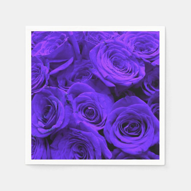 Elegant purple periwinkle blue purple roses      napkins (Front)