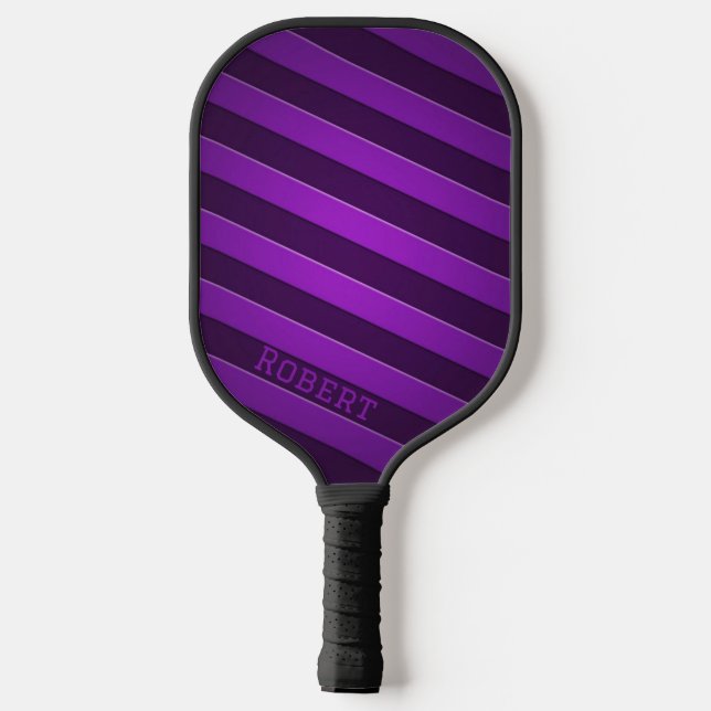 Elegant Purple Personalized Script Name Carbon Fiber Pickleball Paddle (Back)