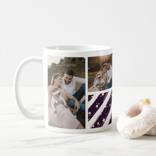 Elegant Purple Photo Collage Christmas Coffee Mug