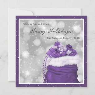 Elegant Purple Photo Happy Holidays Card
