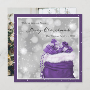 Elegant Purple Photo Merry Christmas Holiday Card