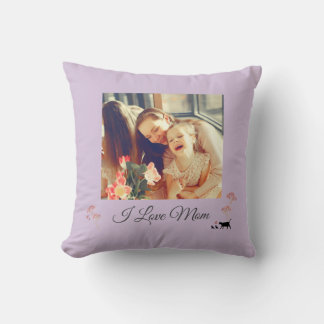 Elegant Purple Photo Mother's Day Throw Pillow