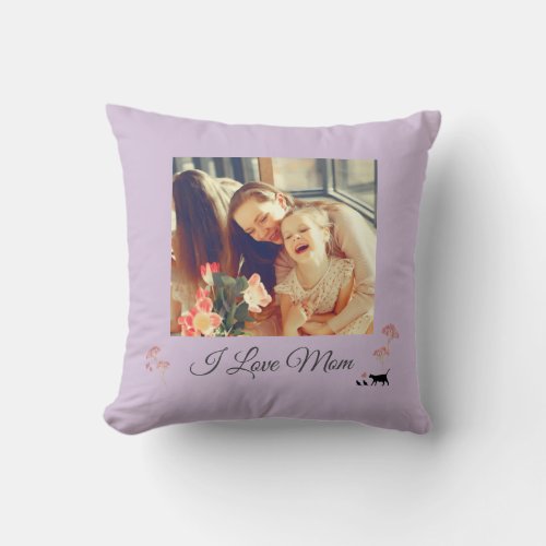 Elegant Purple Photo Mothers Day Throw Pillow