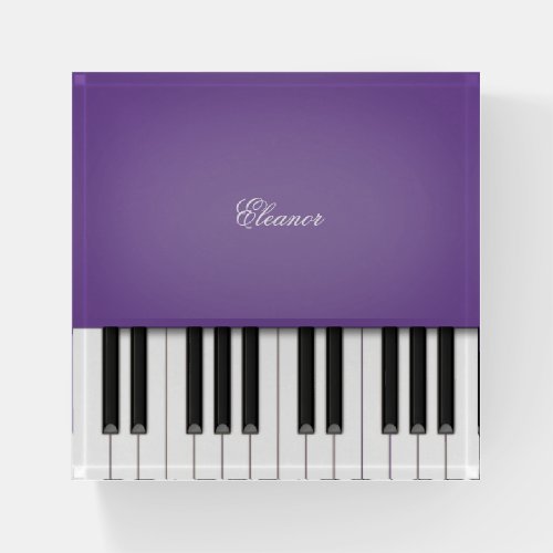 Elegant Purple Piano with Custom Name or Quote Paperweight