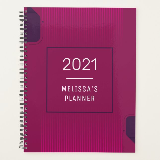 Elegant Purple Pink 2021 Personalized Name Planner (Front)