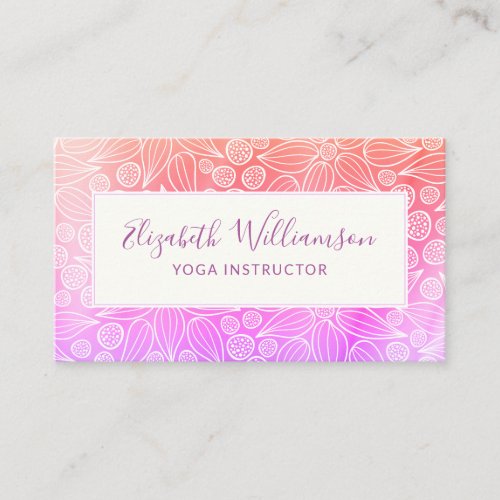 Elegant Purple Pink Coral Ombre Business Card