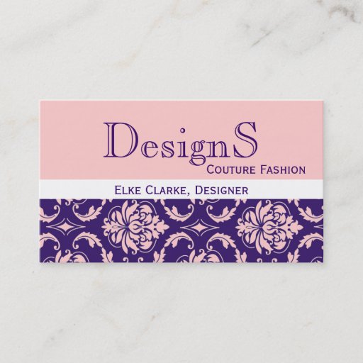 Customizable Elegant Purple Pink Damask Fashion Business Card