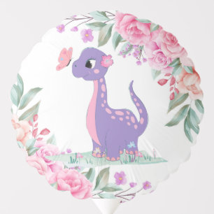 Elegant Purple Pink Dinosaur Butterfly Baby Shower Balloon