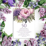 Elegant Purple Pink Floral 50th Birthday Invitation<br><div class="desc">Elegant purple and pink floral women's 50th birthday party invitation. This invitation can be purchased printed or as a digital invitation to share with family and friends on social media or through email. Contact me for assistance with your customizations or to request additional matching or coordinating Zazzle products for your...</div>