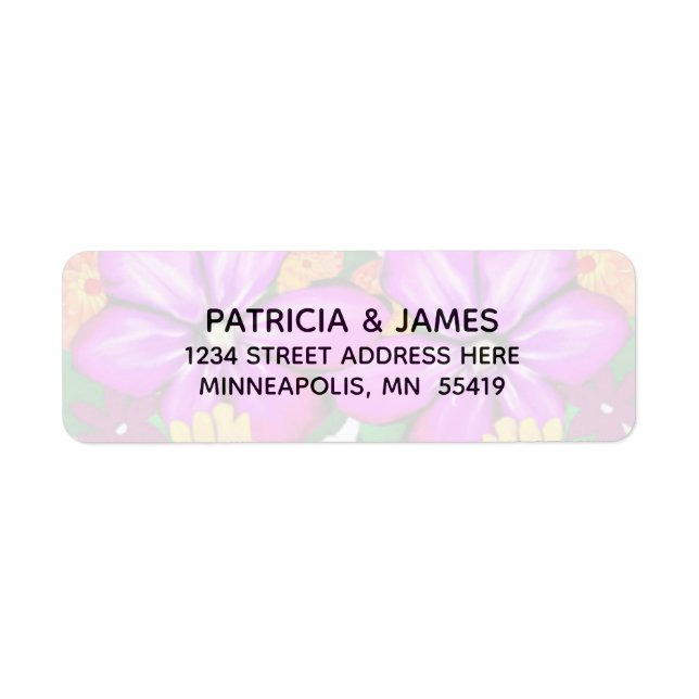 Elegant Purple Pink Floral  Address Label (Front)