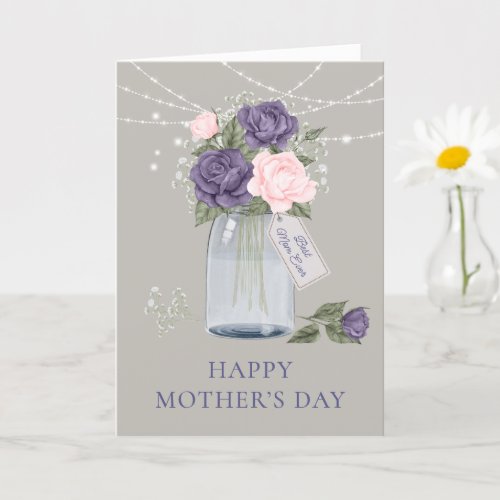 Elegant Purple Pink Floral Photo Mothers Day Card