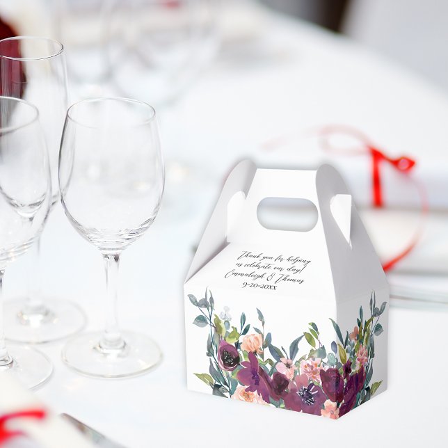 Elegant Purple Pink Floral Wedding  Favor Boxes (Creator Uploaded)