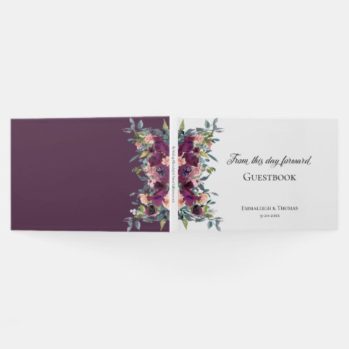 Elegant Purple Pink Floral Wedding Guest Book