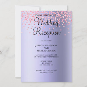 Elegant Purple Pink Glitter Wedding Reception Invitation