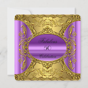 Elegant Purple Pink Gold Elite Fabulous 50th Invitation