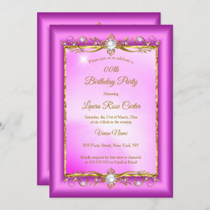Elegant purple pink Gold photo Birthday Party Invitation