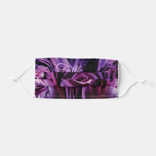 Elegant Purple & Pink Graphic Roses Adult Cloth Face Mask (Front, Folded)