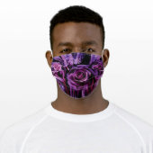 Elegant Purple & Pink Graphic Roses Adult Cloth Face Mask (Worn)
