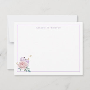 Elegant Purple Pink Greenery Personalized  Note Card