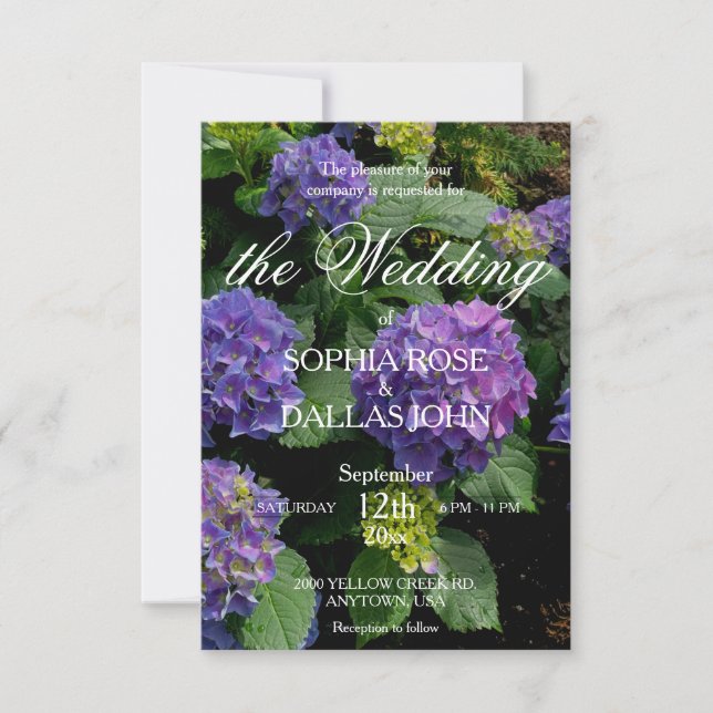 Elegant purple pink hydrangea Wedding template  (Front)