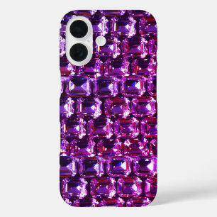 Elegant purple pink magenta gemstones diamonds iPhone 16 case