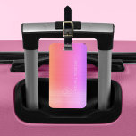 Elegant purple pink monogrammed name modern luggag luggage tag<br><div class="desc">Modern luxury exclusive looking luggage tag on a faux metallic brushed purple pink holographic gradient background with geometric diamond shaped white monogram. Personalize it with your name,  monogram,  and details on both sides!</div>
