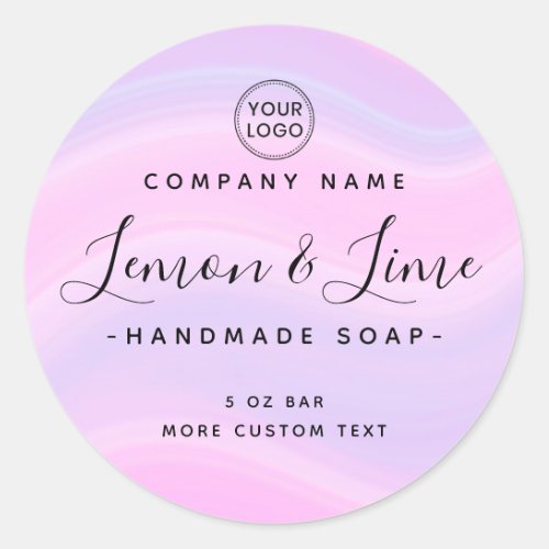 Elegant purple pink round product label