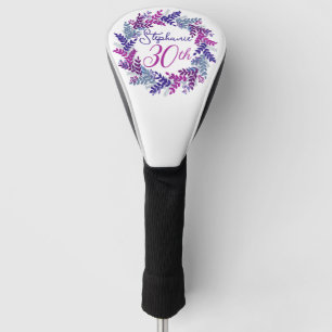 Elegant Purple Pink Wreath 30th Birthday Golf Head Cover