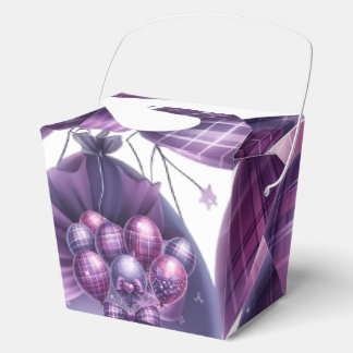 Elegant Purple Plaid Holiday Gift Bag with Bow Favor Boxes