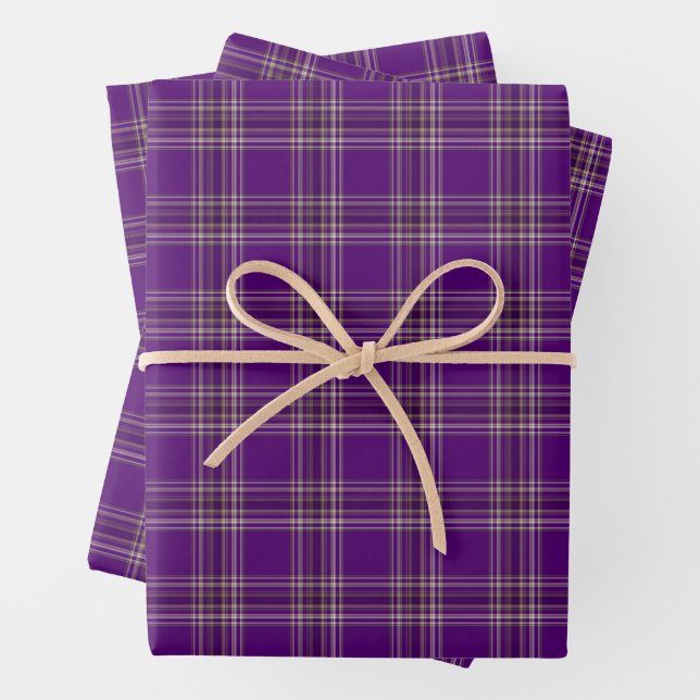 Elegant Purple Plaid Seamless Pattern Wrapping Paper Sheets (In situ)