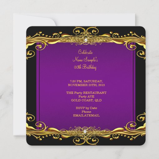 Elegant Purple Plum Gold 60th Birthday Party 3 Invitation Zazzle 7218