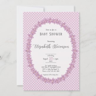 Elegant Purple Polka Dots Floral Baby Shower