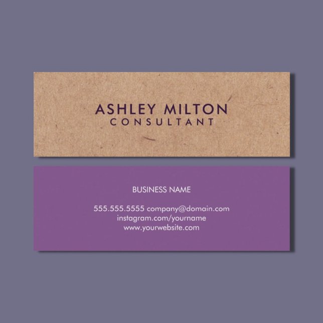 Elegant Purple PRINTED Kraft Consultant Mini Business Card (Creator Uploaded)
