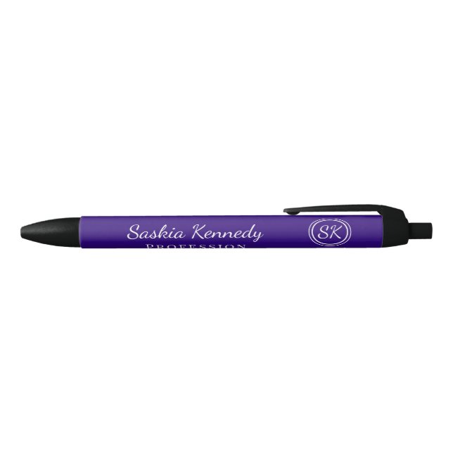 Elegant Purple Professional Monogram Business Pen (Top)