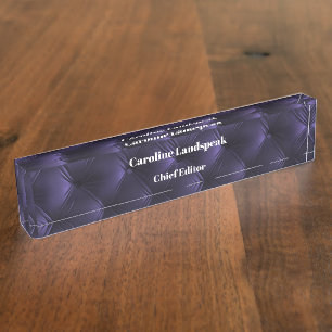 Elegant Purple Quilted Pattern  Desk Name Plate