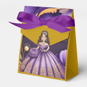 Elegant Purple Quinceañera Girl Art Favor Boxes