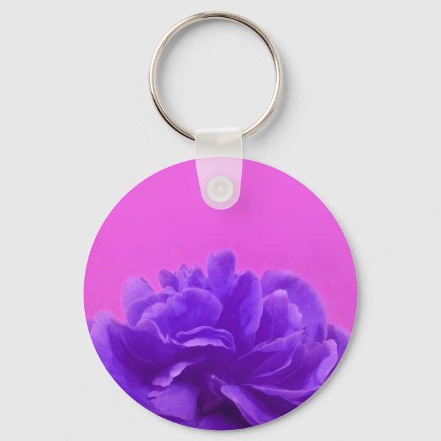 Elegant Purple Raspberry Floral Keychain (Front)