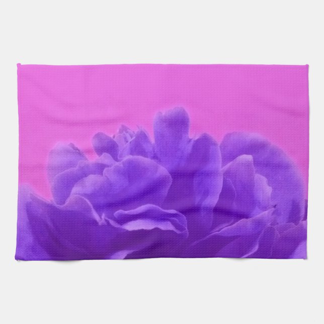 Elegant Purple Raspberry Floral Kitchen Towel (Horizontal)