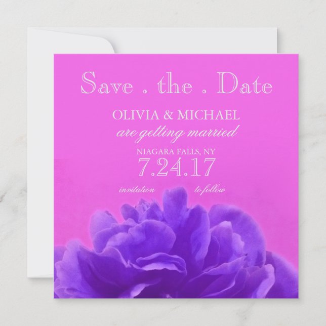 Elegant Purple Raspberry Floral Save The Date Invitation (Front)