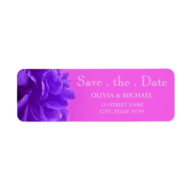 Elegant Purple Raspberry Floral Save The Date Label (Front)