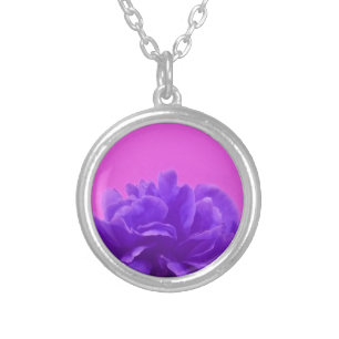 Elegant Purple Raspberry Floral Silver Plated Necklace