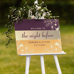 Elegant Purple Rehearsal Dinner Welcome Poster