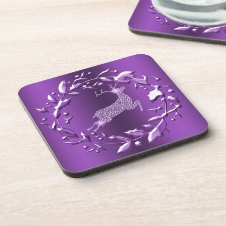 Elegant Purple Reindeer and Wreath Christmas