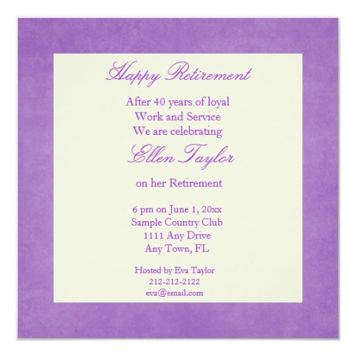 elegant Purple Retirement Party Invitation | Zazzle